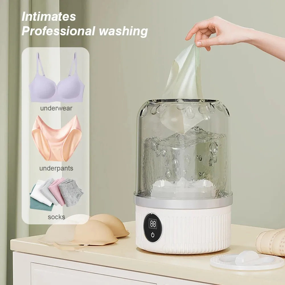 Wireless Washing Machine Portable Mini Underwear Washer Rechargeable Automatic Laundry Cup Washing Machine Travel Home Dormitory
