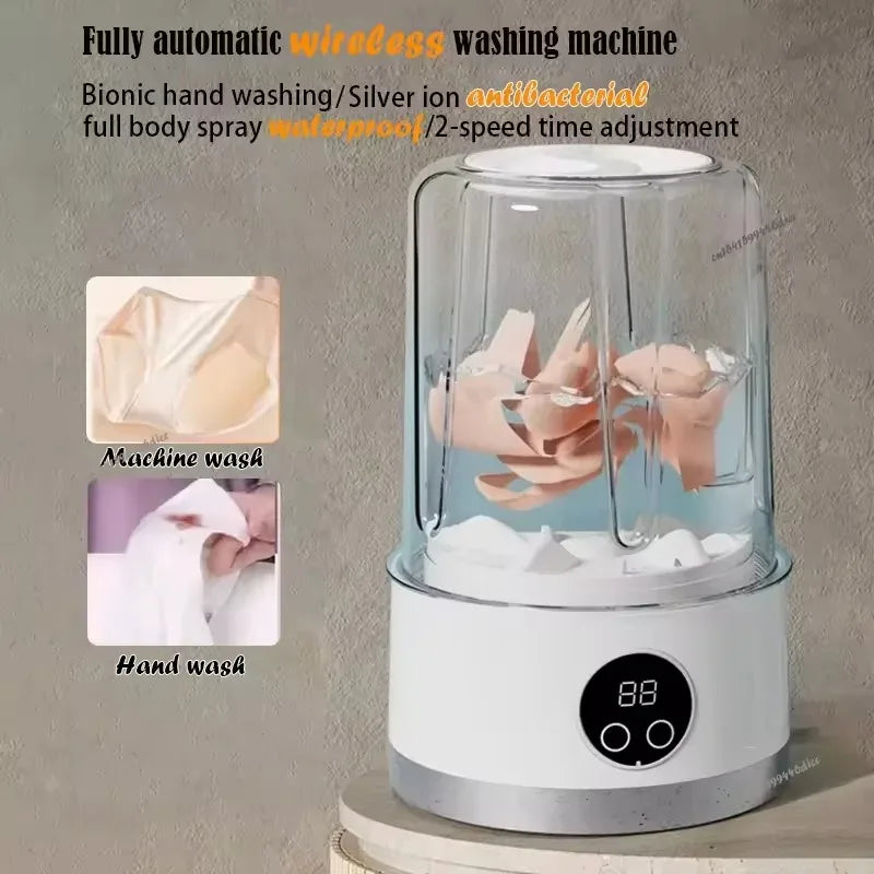 Wireless Washing Machine Portable Mini Underwear Washer Rechargeable Automatic Laundry Cup Washing Machine Travel Home Dormitory