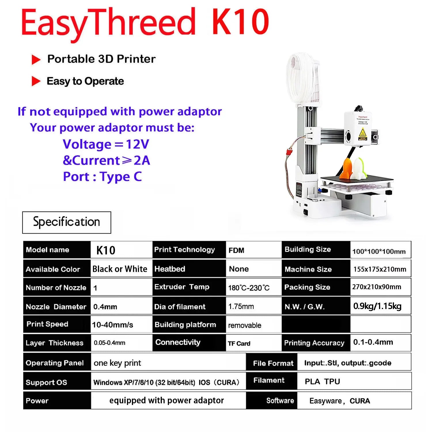 Easythreed K10 Poetable 3d Printer Portable Printer Children Eductaion Gift Small 3D Printer DIY Impresora Drukarka Stampante