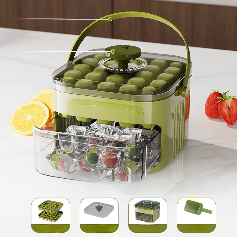 Press Ice Tray Ice Cube Mold Ice Box Ice Making Tool Large Capacity Ice Storage Ice Maker