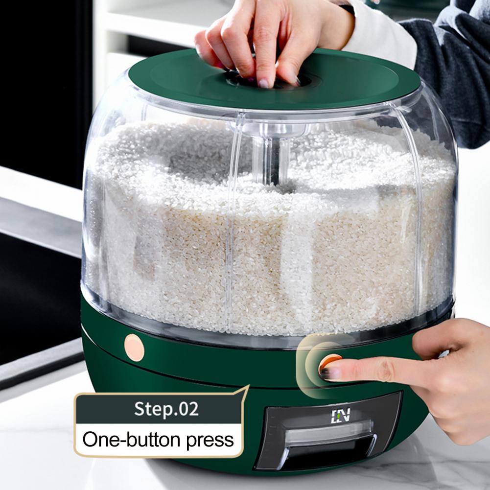 Storage Holder Large Capacity One Button Opening Rotating Good Sealing Food Grade Storage Detailed Division Design Grain Jar