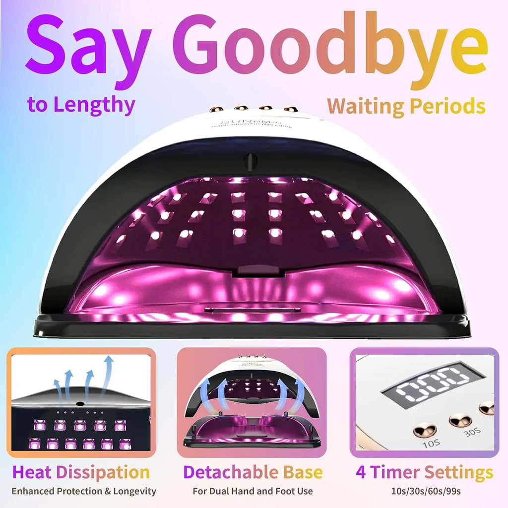 LED Nail Lamp For Manicure 280W Nail Dryer Machine UV Drying Lamp For Curing UV Gel Nail Polish With Motion Sensing LCD Display