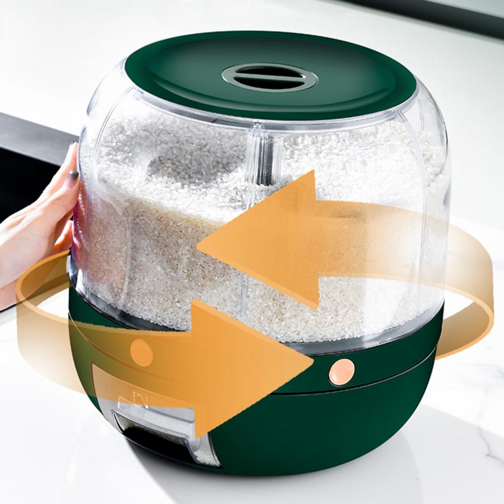 Storage Holder Large Capacity One Button Opening Rotating Good Sealing Food Grade Storage Detailed Division Design Grain Jar