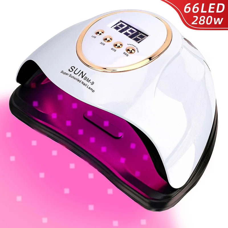LED Nail Lamp For Manicure 280W Nail Dryer Machine UV Drying Lamp For Curing UV Gel Nail Polish With Motion Sensing LCD Display