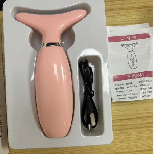 Electric neck beauty device reduces neck wrinkles and  nasolabial  folds
