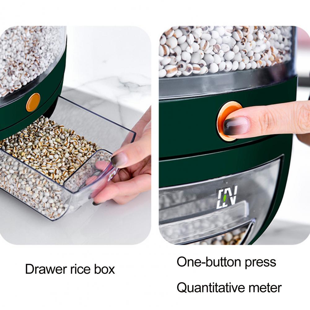 Storage Holder Large Capacity One Button Opening Rotating Good Sealing Food Grade Storage Detailed Division Design Grain Jar