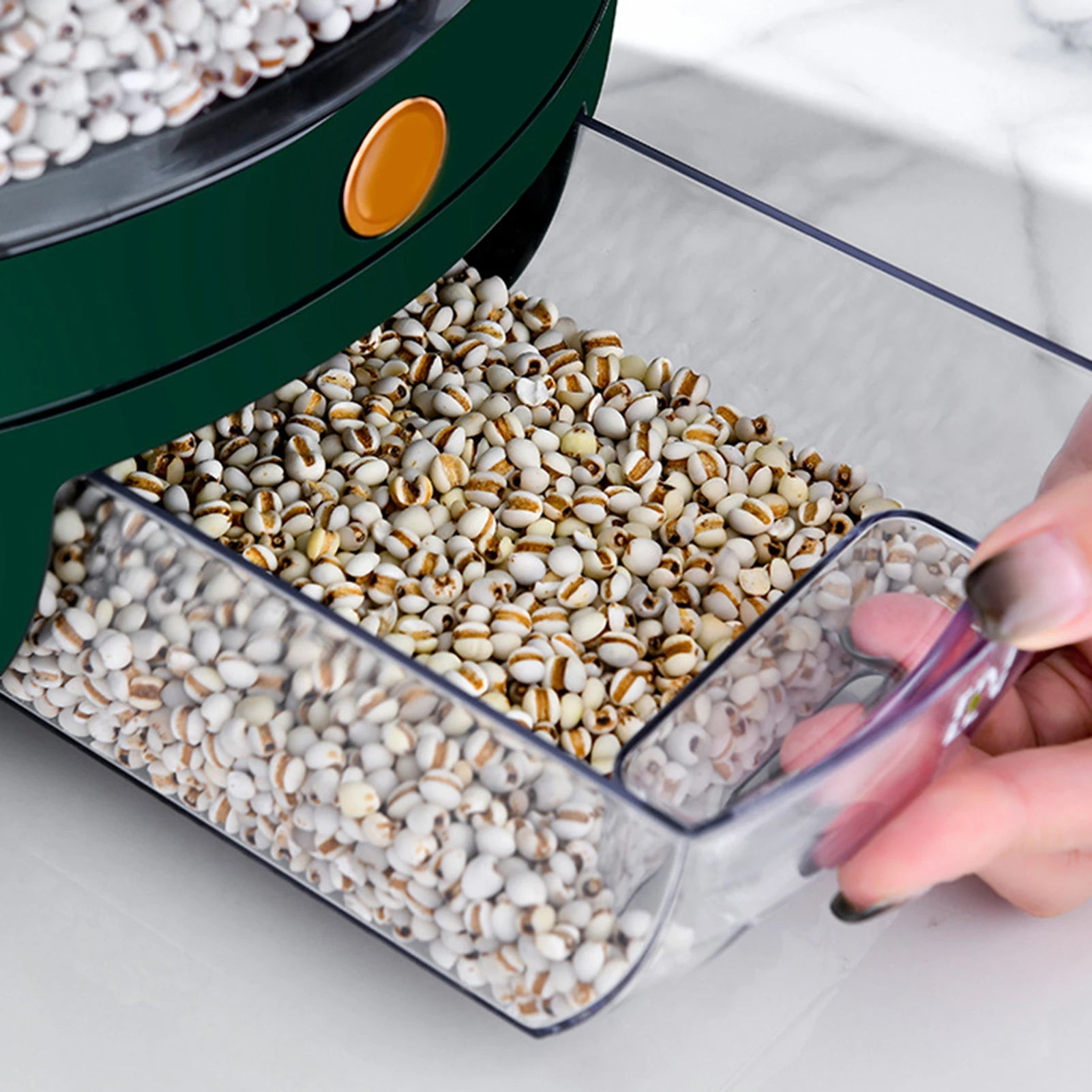 Storage Holder Large Capacity One Button Opening Rotating Good Sealing Food Grade Storage Detailed Division Design Grain Jar