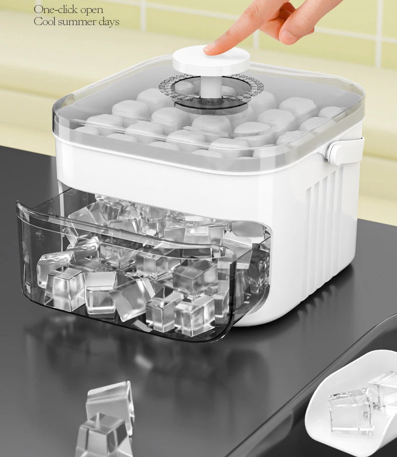 Press Ice Tray Ice Cube Mold Ice Box Ice Making Tool Large Capacity Ice Storage Ice Maker