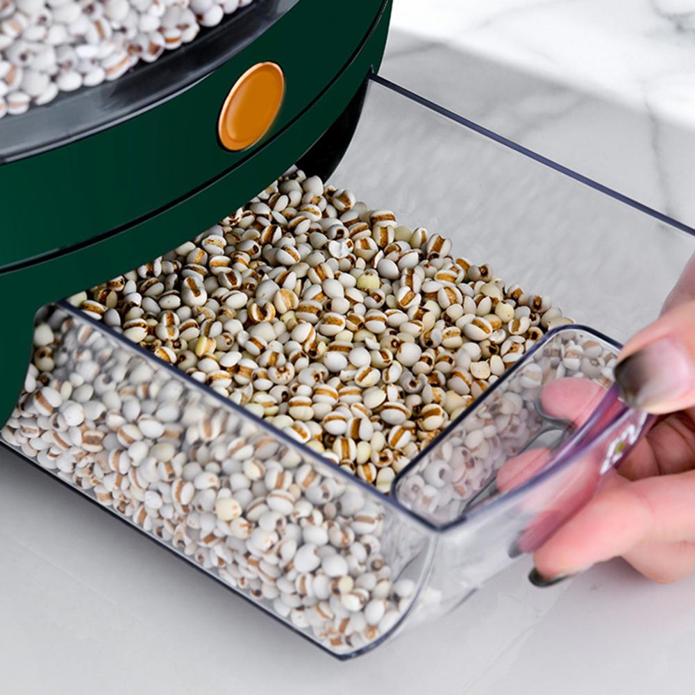 Storage Holder Large Capacity One Button Opening Rotating Good Sealing Food Grade Storage Detailed Division Design Grain Jar