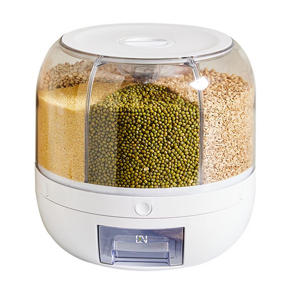 Storage Holder Large Capacity One Button Opening Rotating Good Sealing Food Grade Storage Detailed Division Design Grain Jar
