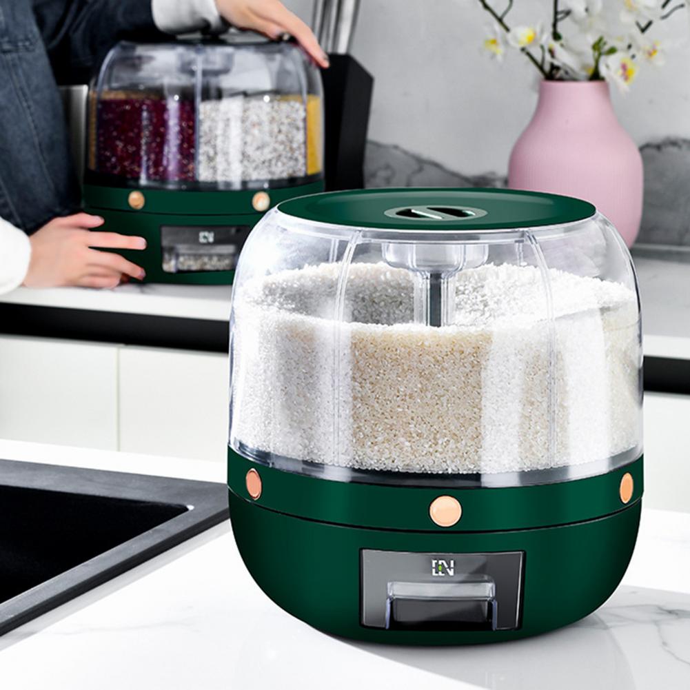 Storage Holder Large Capacity One Button Opening Rotating Good Sealing Food Grade Storage Detailed Division Design Grain Jar