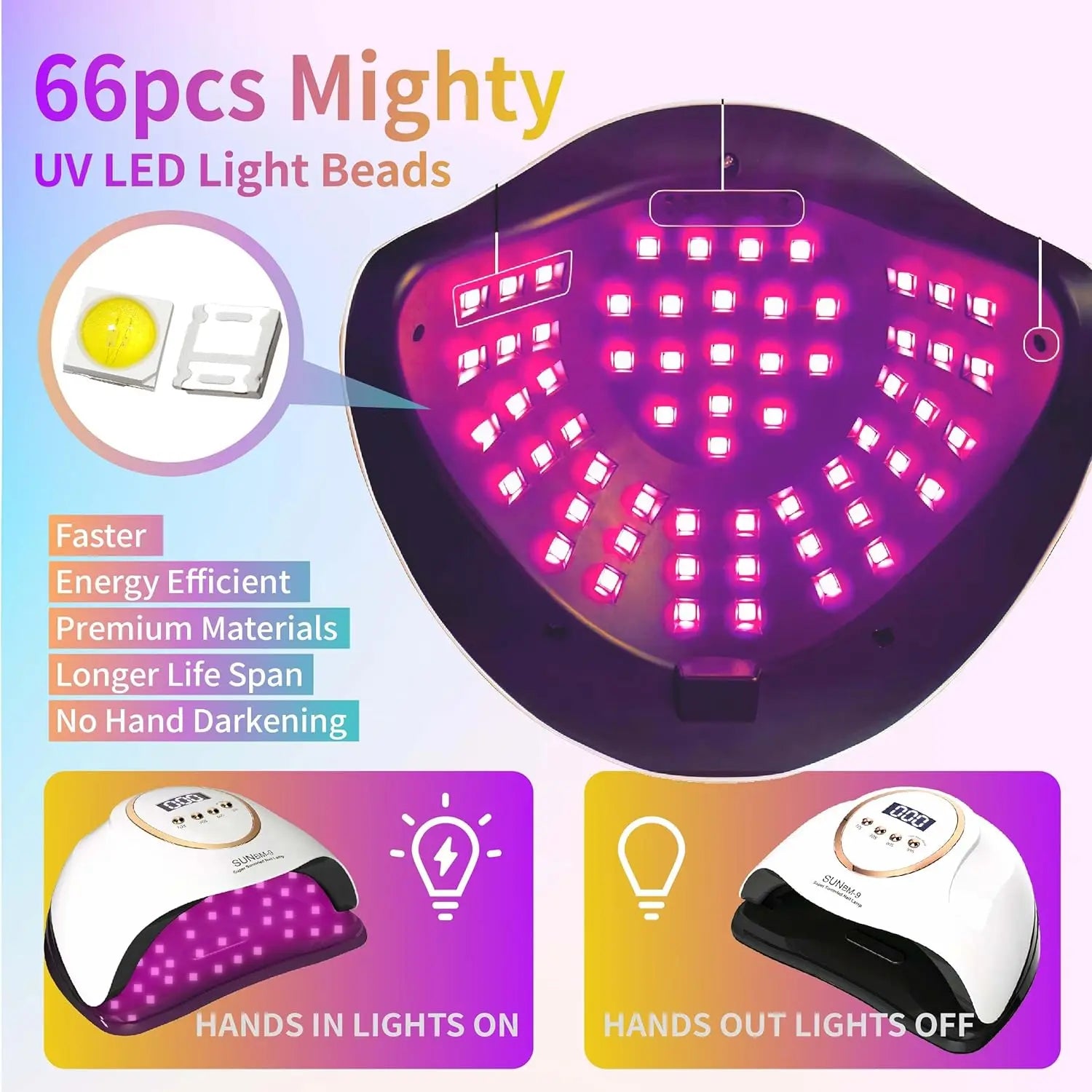 LED Nail Lamp For Manicure 280W Nail Dryer Machine UV Drying Lamp For Curing UV Gel Nail Polish With Motion Sensing LCD Display