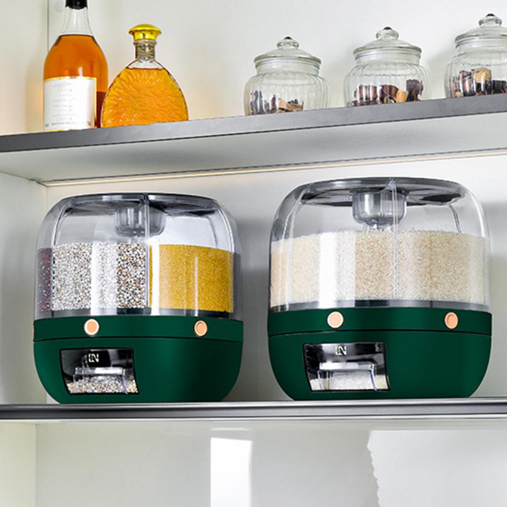 Storage Holder Large Capacity One Button Opening Rotating Good Sealing Food Grade Storage Detailed Division Design Grain Jar