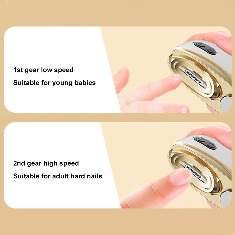 2 in 1 Electric Nail Tool,USB Charging Nail Clipper Polisher,Adult Kids Fingernail Toe Scissors,Rechargeable Nail Cutter