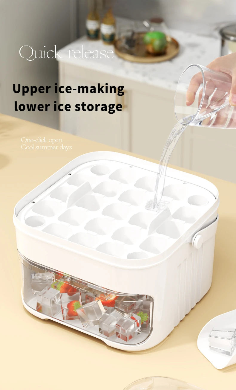 Press Ice Tray Ice Cube Mold Ice Box Ice Making Tool Large Capacity Ice Storage Ice Maker