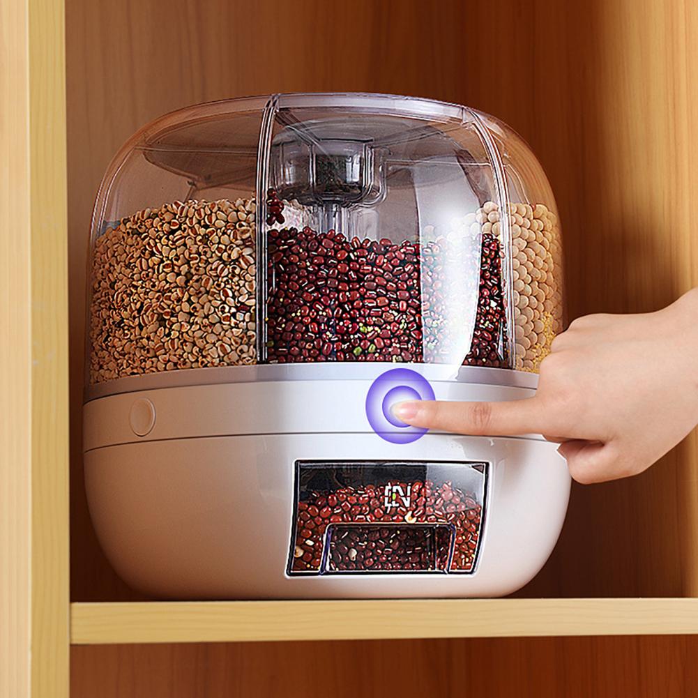 Storage Holder Large Capacity One Button Opening Rotating Good Sealing Food Grade Storage Detailed Division Design Grain Jar