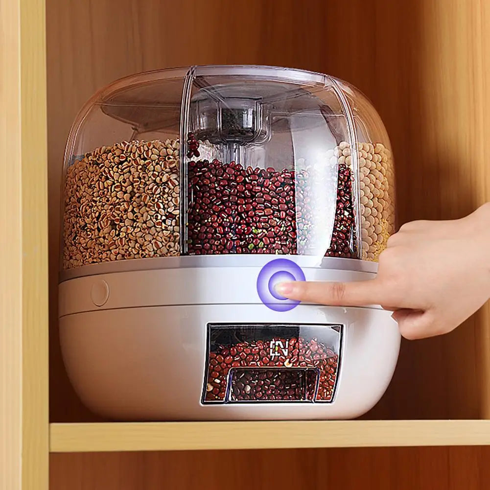 Storage Holder Large Capacity One Button Opening Rotating Good Sealing Food Grade Storage Detailed Division Design Grain Jar