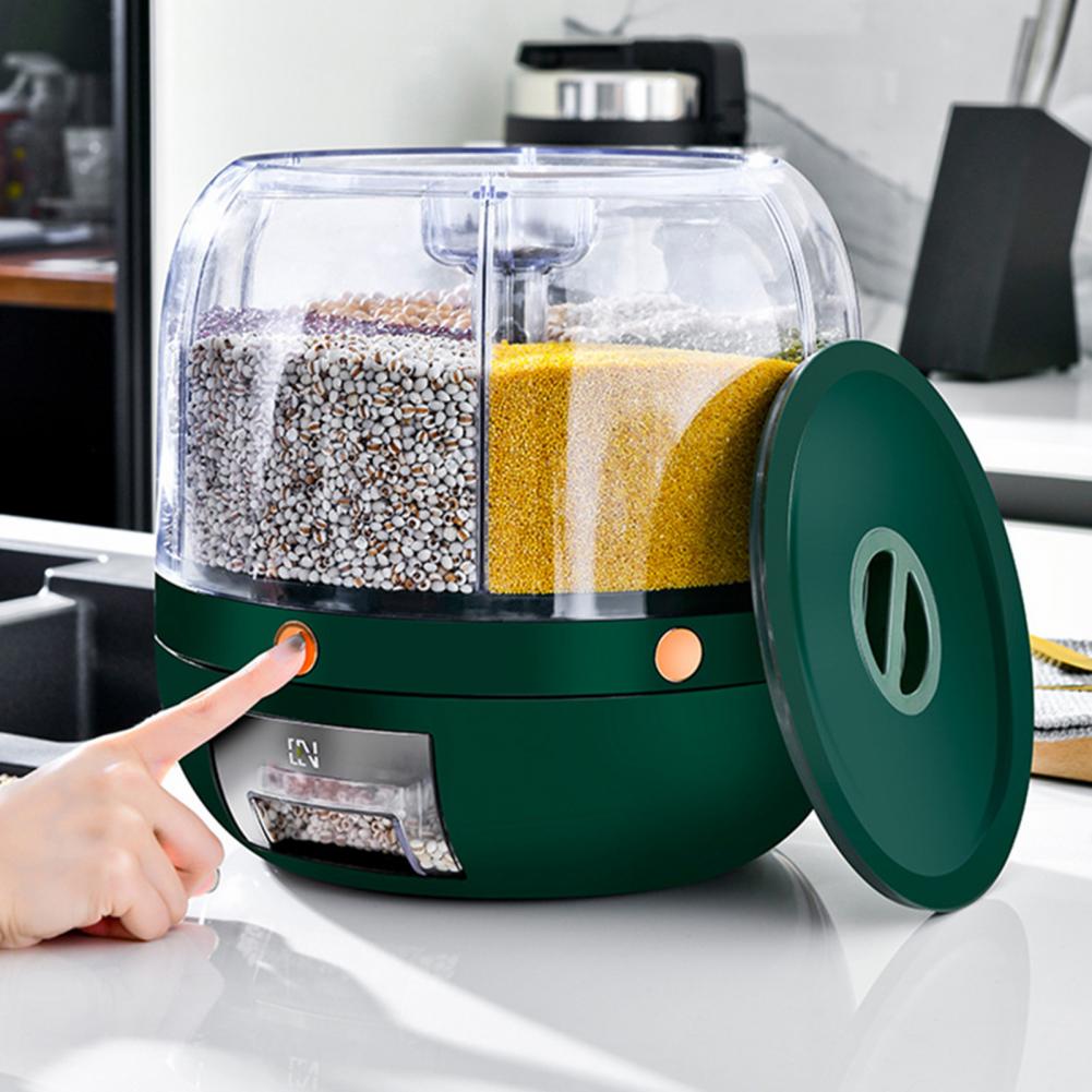 Storage Holder Large Capacity One Button Opening Rotating Good Sealing Food Grade Storage Detailed Division Design Grain Jar