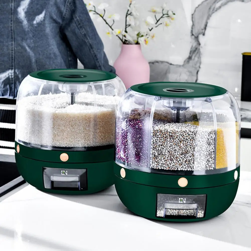 Storage Holder Large Capacity One Button Opening Rotating Good Sealing Food Grade Storage Detailed Division Design Grain Jar