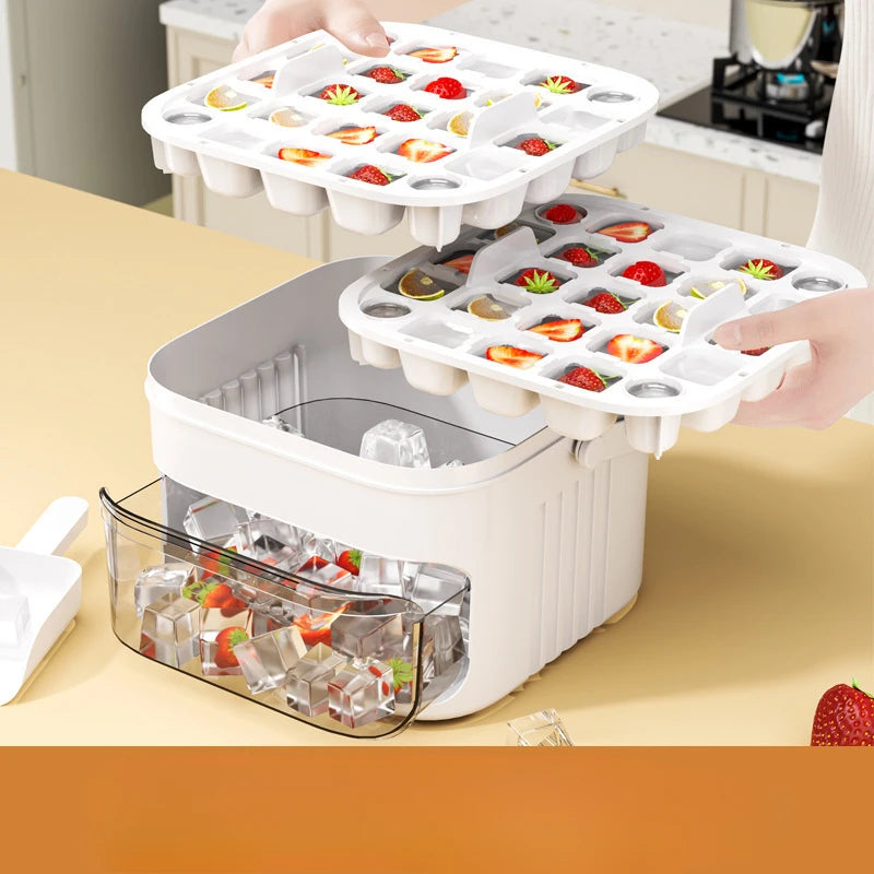 Press Ice Tray Ice Cube Mold Ice Box Ice Making Tool Large Capacity Ice Storage Ice Maker