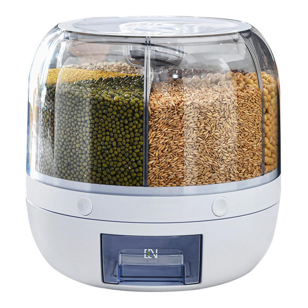 Storage Holder Large Capacity One Button Opening Rotating Good Sealing Food Grade Storage Detailed Division Design Grain Jar