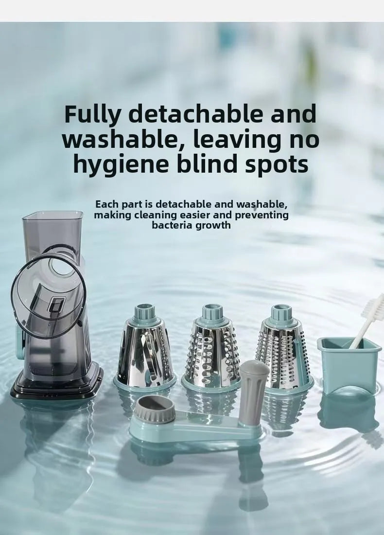 2026 3-in-1 Rotary Cheese Grater Multifunctional Manual Veg Slicer Nut Grinder Kitchen Essential Tool