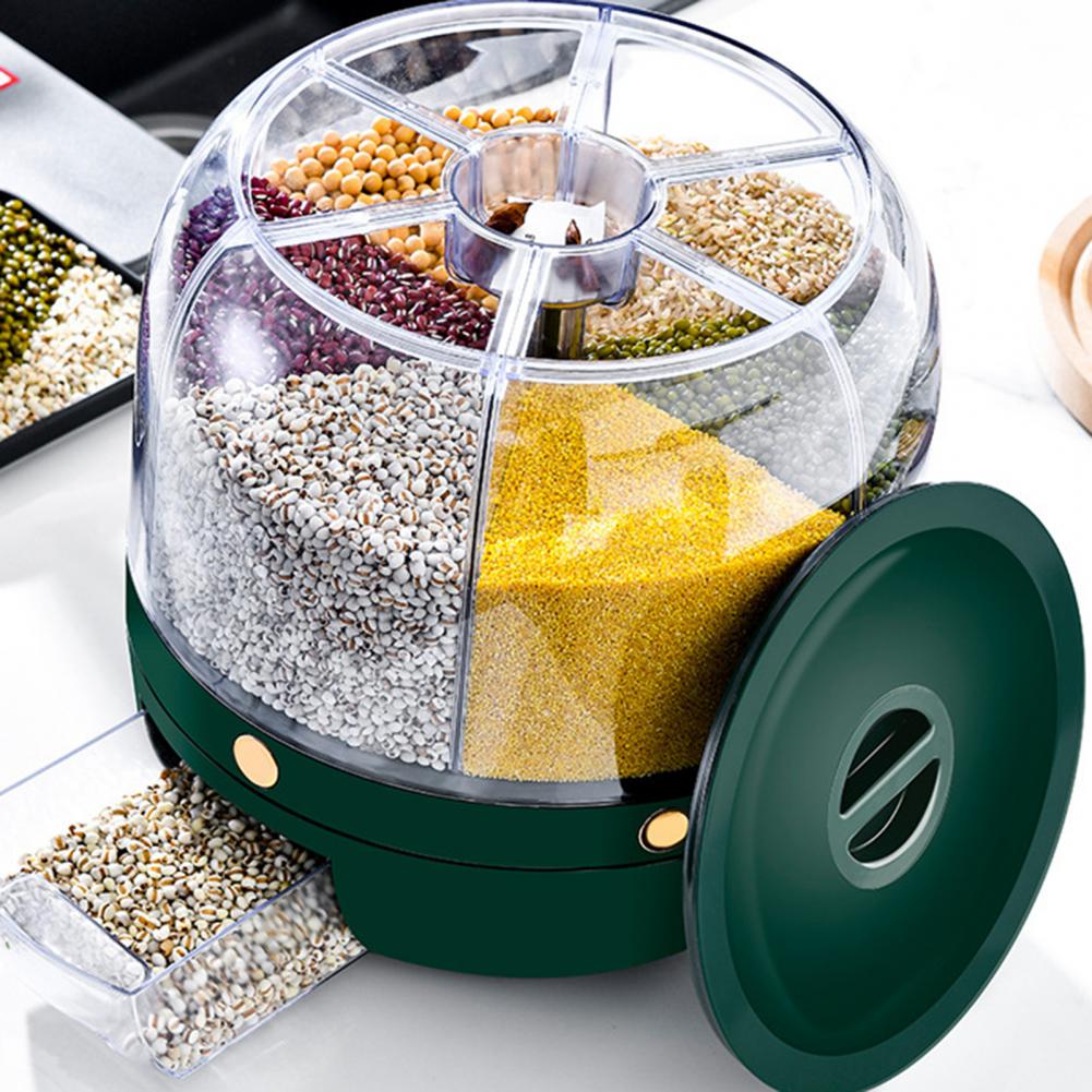 Storage Holder Large Capacity One Button Opening Rotating Good Sealing Food Grade Storage Detailed Division Design Grain Jar