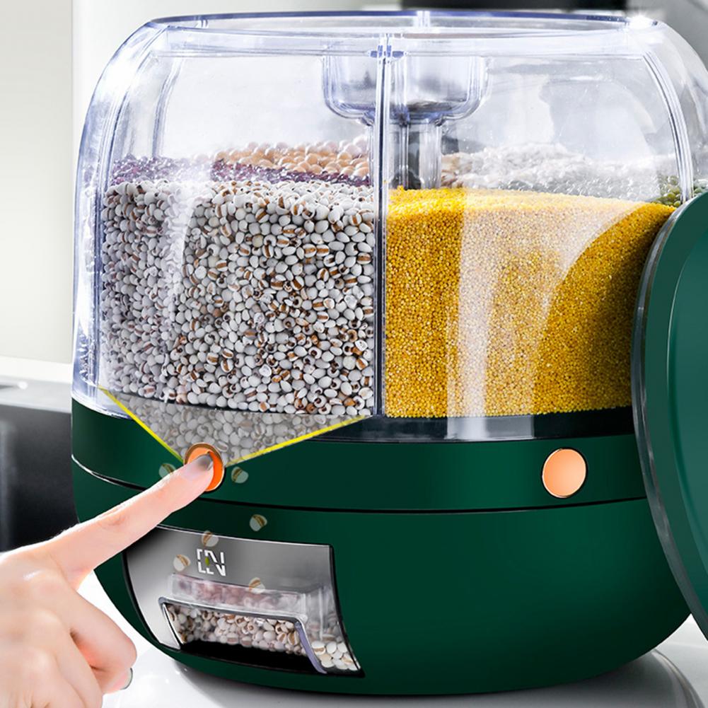 Storage Holder Large Capacity One Button Opening Rotating Good Sealing Food Grade Storage Detailed Division Design Grain Jar