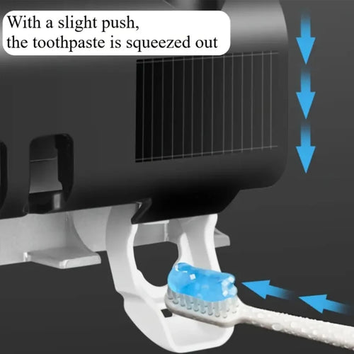 3-in-1 Electric Blue Light Disinfection Toothbrush Holder with Toothpaste Dispenser, Wall-Mounted No-Drill USB Charging