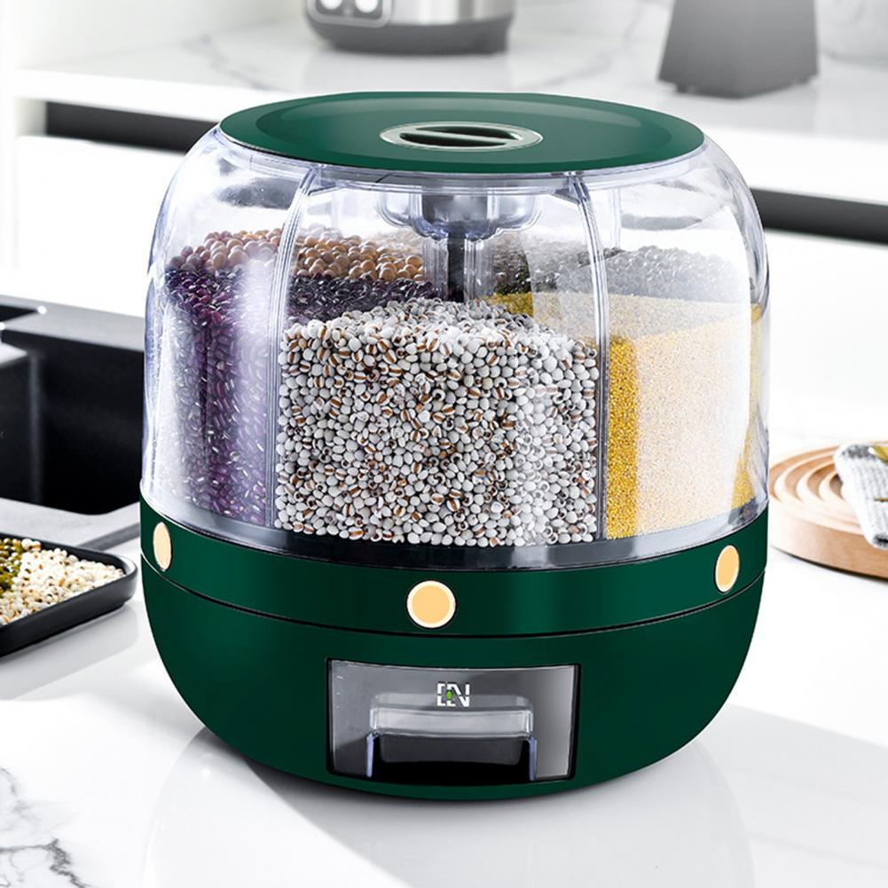 Storage Holder Large Capacity One Button Opening Rotating Good Sealing Food Grade Storage Detailed Division Design Grain Jar