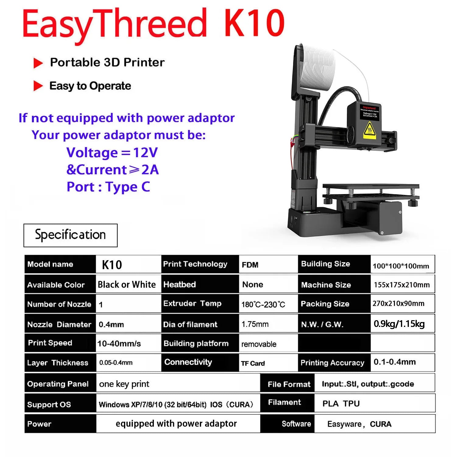 Easythreed K10 Poetable 3d Printer Portable Printer Children Eductaion Gift Small 3D Printer DIY Impresora Drukarka Stampante