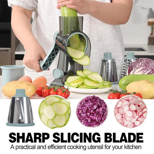 2026 3-in-1 Rotary Cheese Grater Multifunctional Manual Veg Slicer Nut Grinder Kitchen Essential Tool