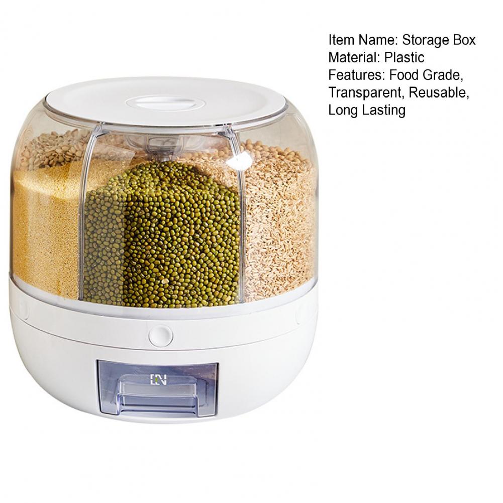 Storage Holder Large Capacity One Button Opening Rotating Good Sealing Food Grade Storage Detailed Division Design Grain Jar