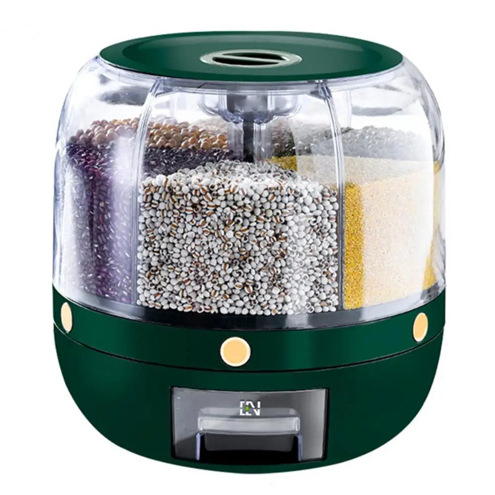 Storage Holder Large Capacity One Button Opening Rotating Good Sealing Food Grade Storage Detailed Division Design Grain Jar